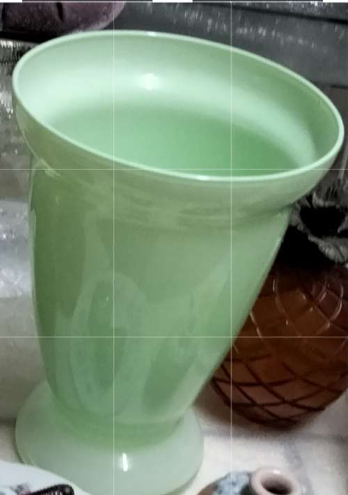 Vase Glass Green Top opening wide LOOK At My BUY NOW listings NO WAITING