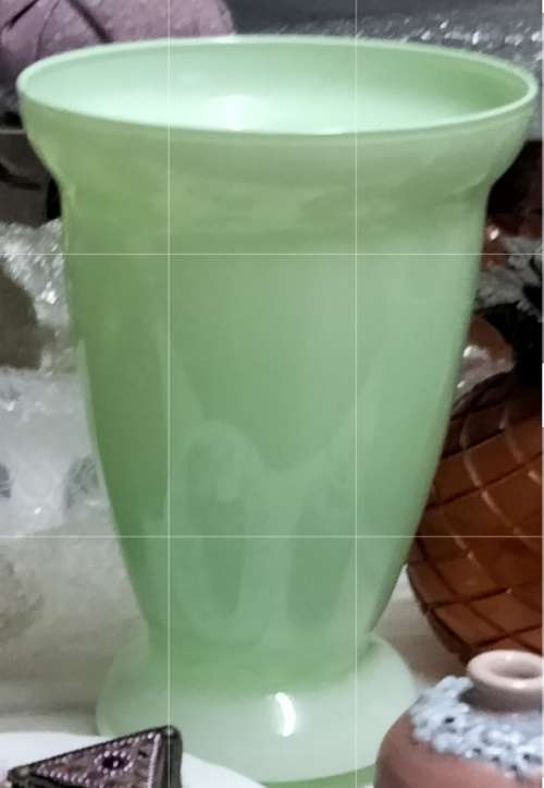 Vase Glass Green Top opening wide LOOK At My BUY NOW listings NO WAITING