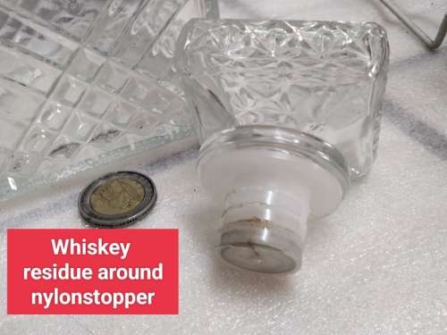 DECANTER +Stopper Crystal cut diamond + furn base stamp ITALY 5 LOOK At My BUY Listings NO WAITING
