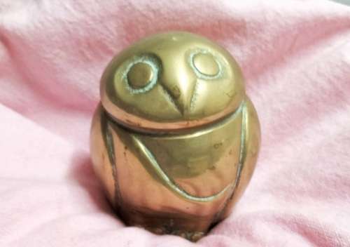 EXCEPTIONAL BRASS Figurine Owl + Brass decorative lidded JAR LOOK at My Buy Now items NO WAITING