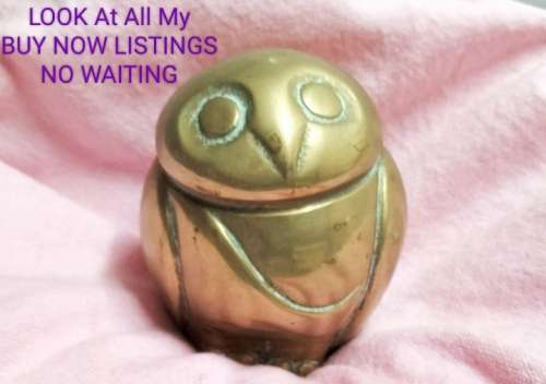 EXCEPTIONAL BRASS Figurine Owl + Brass decorative lidded JAR LOOK at My Buy Now items NO WAITING