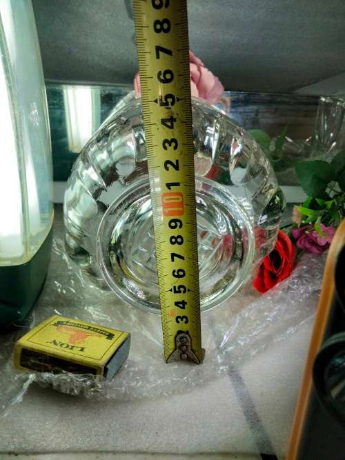 Ice bucket VINTAGE glass diamond design has hammered handle metal LOOK At My BUY NOW LISTING