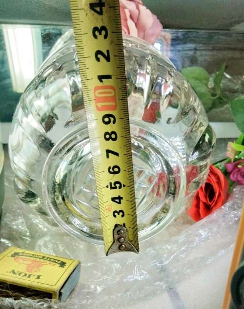 Ice bucket VINTAGE glass diamond design has hammered handle metal LOOK At My BUY NOW LISTING
