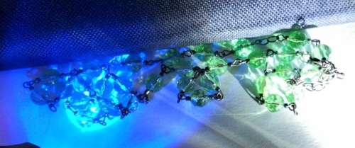 1  Necklace Bohemian Czechoslovakia 1930s Uranium ?glass beads green faceted beads restrung see test