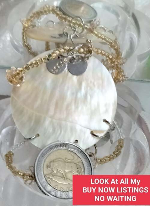 Necklace Mother of Pearl Pendant spacer gold silver beads LOOK At All My BUY NOW LISTINGS NO WAITING