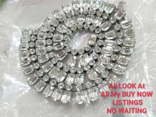 Necklace -Baguette circa1950~57 sq 58 Crystal Clasp damage LOOK At My BUY NOW - NO WAITING