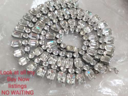 Necklace -Baguette circa1950~57 sq 58 Crystal Clasp damage LOOK At My BUY NOW - NO WAITING