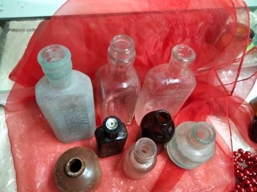8 MIX embossed Dig  bottle Medicine Ink Food CondimentsLook At My BUY NOW LISTINGS NO WAITING