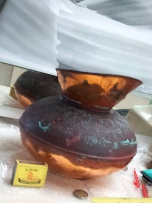 Copper Pitcher No handle distressed Patina - dings No handle Look at my Buy Now listings No Waiting