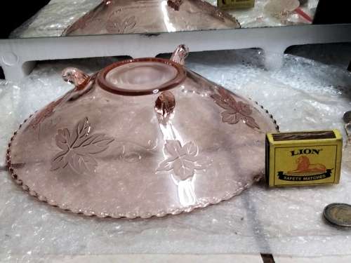 Glass BOWL -SNAIL FEET Embossed leaves LOOK At My BUY NOW LISTINGS NO WAITING