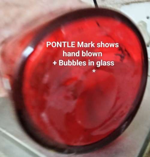 VASE Ruby Red heavy Glass*TRICORN*PINCH Hand Blown PONTLE+ Bubbles LOOKatMy BUY NOW items NO WAITING