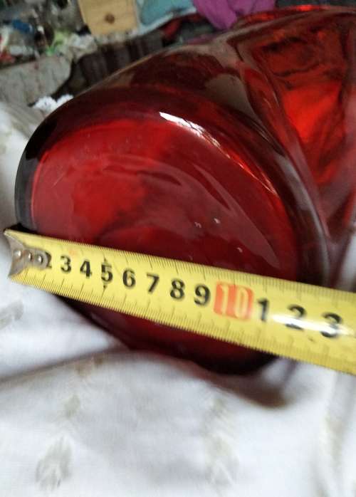VASE Ruby Red heavy Glass*TRICORN*PINCH Hand Blown PONTLE+ Bubbles LOOKatMy BUY NOW items NO WAITING