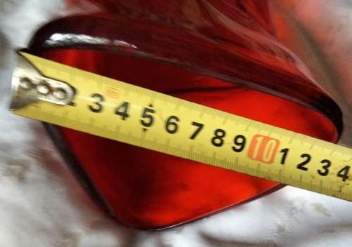 VASE Ruby Red heavy Glass*TRICORN*PINCH Hand Blown PONTLE+ Bubbles LOOKatMy BUY NOW items NO WAITING