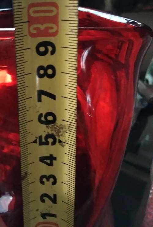 VASE Ruby Red heavy Glass*TRICORN*PINCH Hand Blown PONTLE+ Bubbles LOOKatMy BUY NOW items NO WAITING