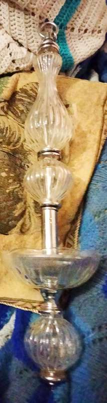 Chandelier ART Deco Chrome+3 ribbed Glass NO electric partsLOOK At My BUY NOW LISTINGS NO WAITING
