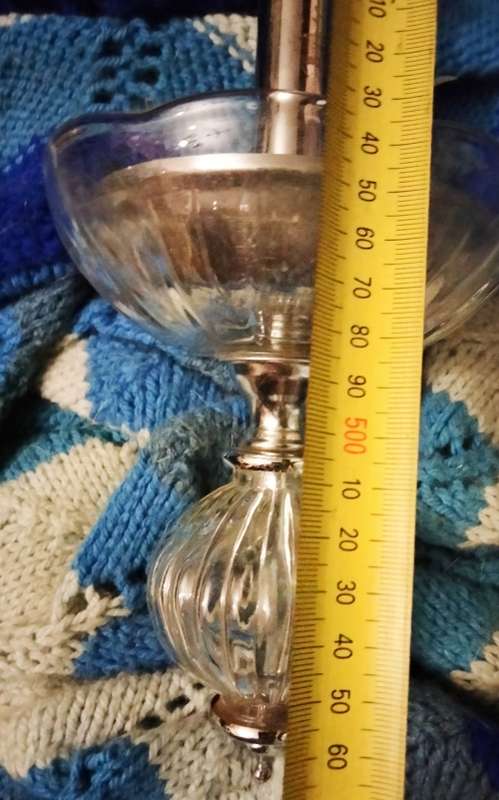 Chandelier ART Deco Chrome+3 ribbed Glass NO electric partsLOOK At My BUY NOW LISTINGS NO WAITING