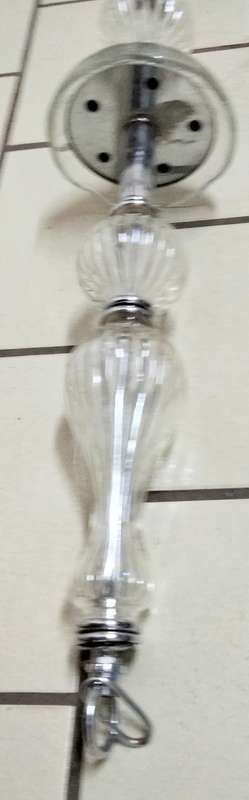 Chandelier ART Deco Chrome+3 ribbed Glass NO electric partsLOOK At My BUY NOW LISTINGS NO WAITING
