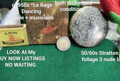 Compacts RARE 50/60s 1Le Rage Dancer+Musicians 1 Stratton black gilt trees 3 NAKED ladies