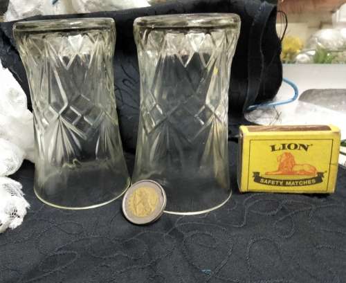 2 Posy Vases diamond+ leaved cut pattern LOOK At My BUY NOW LISTINGS NO WAITING