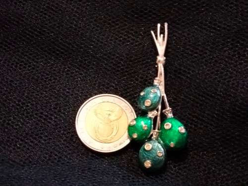 BROOCH Silver Tone metal Crystals clear onGreen Blue Balloons LOOK At My BUY NOW LISTINGS NO WAITING