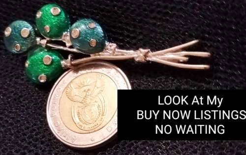 BROOCH Silver Tone metal Crystals clear onGreen Blue Balloons LOOK At My BUY NOW LISTINGS NO WAITING