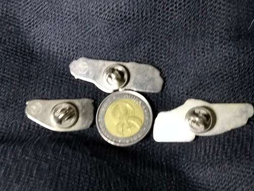 BROOCH Pins CARs 3 back of2 embossed mercedes emblem Silver tone LOOK At My BUY NOW items NO WAITING
