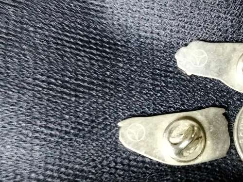 BROOCH Pins CARs 3 back of2 embossed mercedes emblem Silver tone LOOK At My BUY NOW items NO WAITING