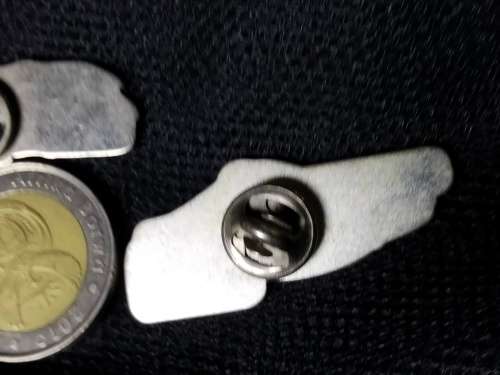 BROOCH Pins CARs 3 back of2 embossed mercedes emblem Silver tone LOOK At My BUY NOW items NO WAITING