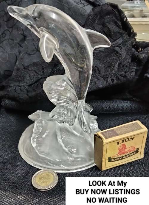 Cristal d' Arques dauphin dolphin CRYSTAL Frosted base+Clear top Look at my Buy Now items No Waiting