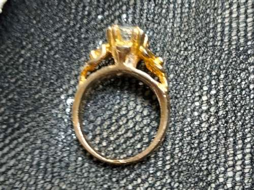 Dress RING- Faceted cut Glass gold plate LOOK at my Buy Now listings NO WAITING