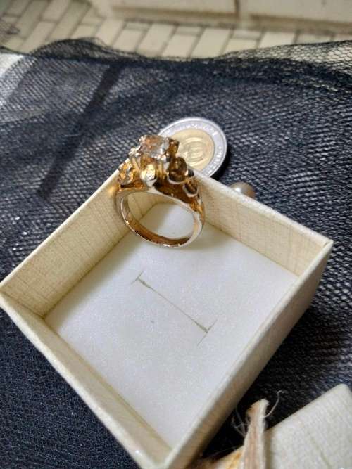 Dress RING- Faceted cut Glass gold plate LOOK at my Buy Now listings NO WAITING