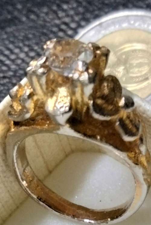 Dress RING- Faceted cut Glass gold plate LOOK at my Buy Now listings NO WAITING