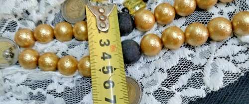 Necklace+Scarf+bracelet - beads black +Gold smaller*bracelet Acrylic br+Scarf holder gold tone metal