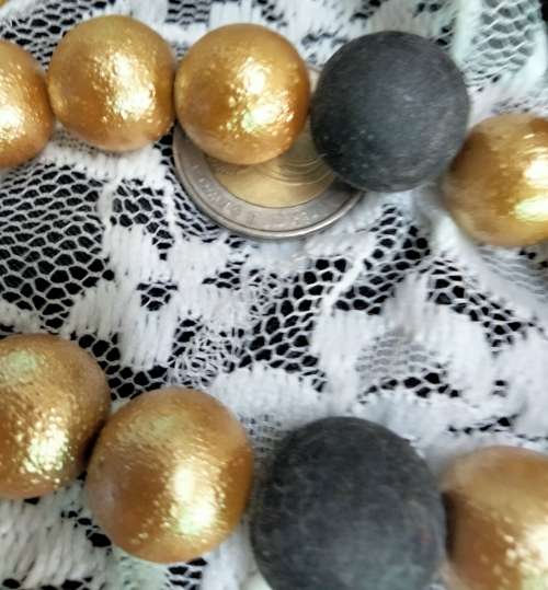 Necklace+Scarf+bracelet - beads black +Gold smaller*bracelet Acrylic br+Scarf holder gold tone metal