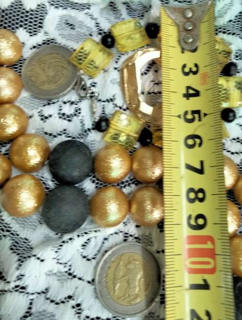 Necklace+Scarf+bracelet - beads black +Gold smaller*bracelet Acrylic br+Scarf holder gold tone metal