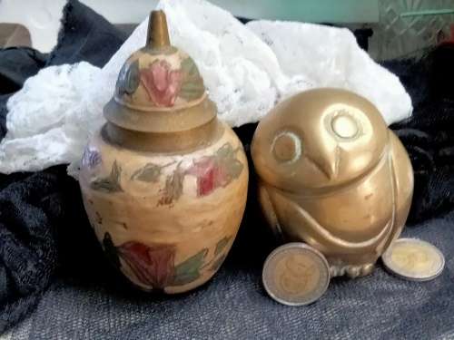 EXCEPTIONAL BRASS Figurine Owl + Brass decorative lidded JAR LOOK at My Buy Now items NO WAITING