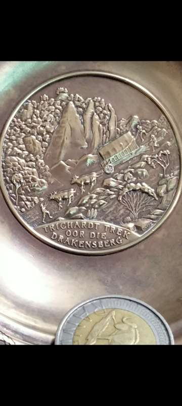 BRASS Pin tray Embossed TRICHARDT TREK OOR DIE DRAKENSBERG LOOK At My BUY NOW Items NO WAITING