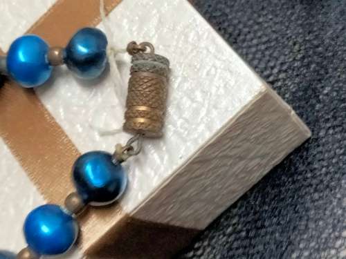 NECKLACE acrylic Blue beads spacer Small gold bead LOOK At My BUY NOW ITEMS NO WAITING
