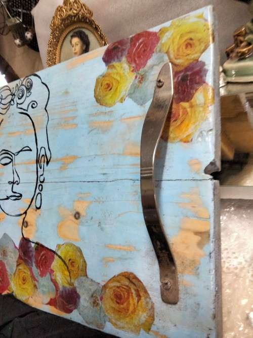 Wood TRAY Arty shabby chicCutleryServiette holder cutlery designLOOK At My BUY NOW NO WAITING