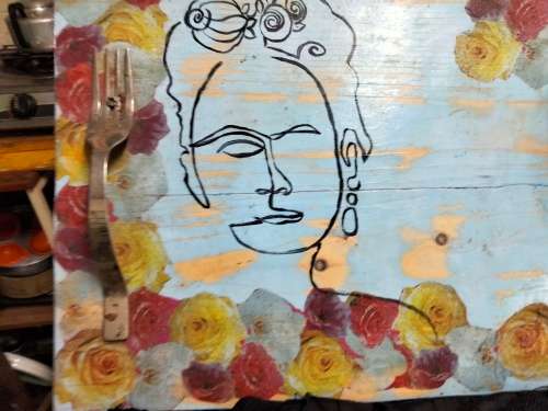Wood TRAY Arty shabby chicCutleryServiette holder cutlery designLOOK At My BUY NOW NO WAITING