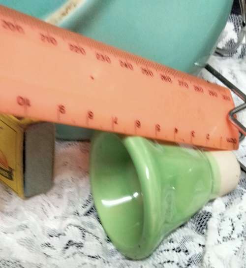 Flower frog green + Vase torquois ceramic LOOK At My BUY NOW LISTINGS NO WAITING