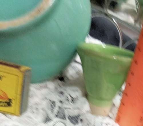 Flower frog green + Vase torquois ceramic LOOK At My BUY NOW LISTINGS NO WAITING