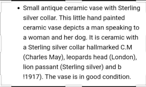 1917 Charles May STERLING Silver Neck collar porcelain Bud VASE LOOK at My BUY NOW items NO WAITING