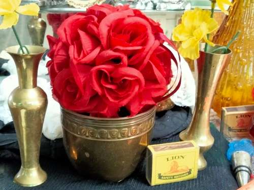 3 items 1BRASS VASE embossed  SCOTISH  ART &CRAFTS BROAD REPOUSSE DECOR TOP+2 Modern thin Vases