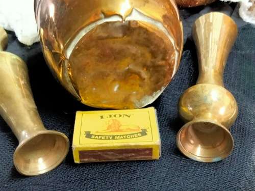 3 items 1BRASS VASE embossed  SCOTISH  ART &CRAFTS BROAD REPOUSSE DECOR TOP+2 Modern thin Vases
