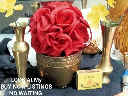 3 items 1BRASS VASE embossed  SCOTISH  ART &CRAFTS BROAD REPOUSSE DECOR TOP+2 Modern thin Vases