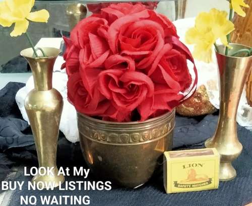 3 items 1BRASS VASE embossed  SCOTISH  ART &CRAFTS BROAD REPOUSSE DECOR TOP+2 Modern thin Vases