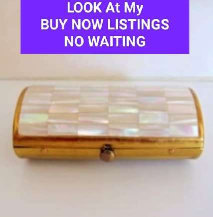 Vintage Cigarette box BARREL shape hinged lid Mother of Pearl ornate yellow metal