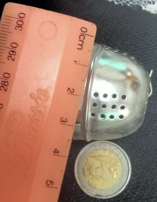 Tea Strainer Infuser Ball shape has chain + hook to hang EPNS plate Look at my Buy Now listings No W