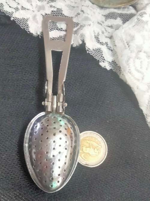 Tea Strainer SPOON Infuser EPNS plate decorative handle Look at my Buy Now listings No Waiting